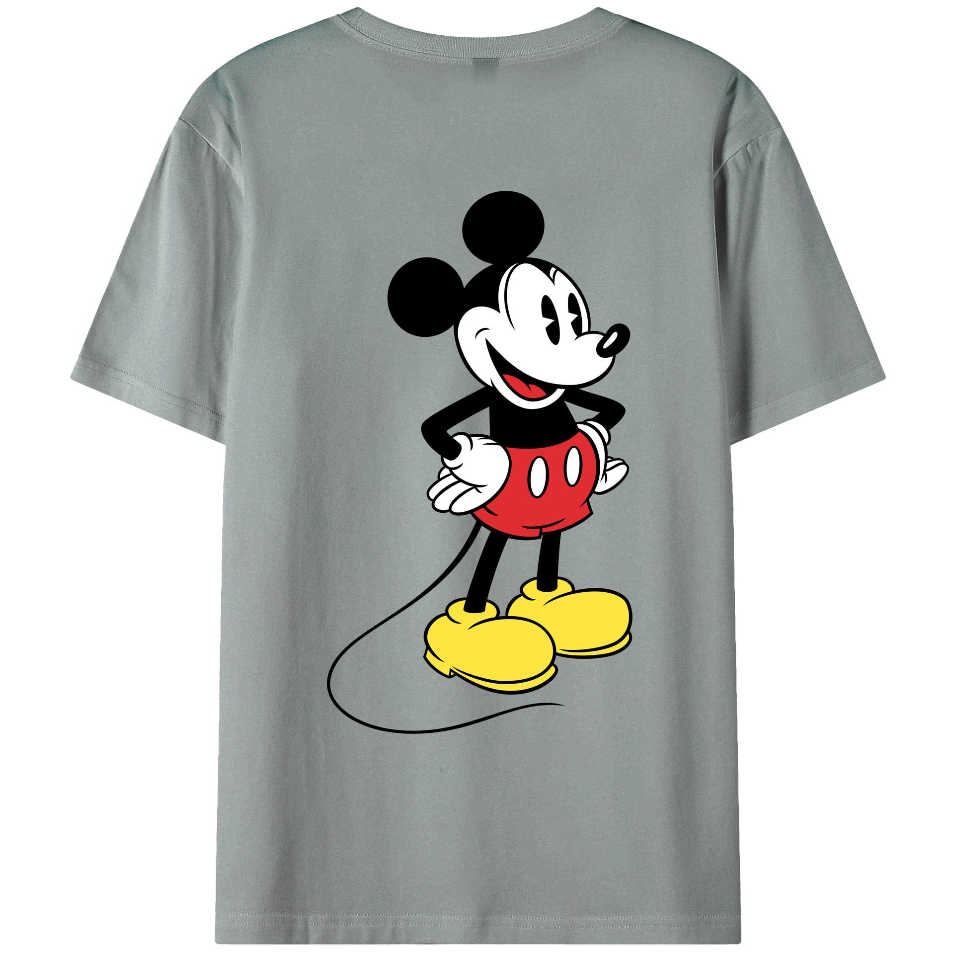 ミッキーマウス Mickey Mouse 綿100％ メンズ半袖Tシャツ（バックプリント） 通気性